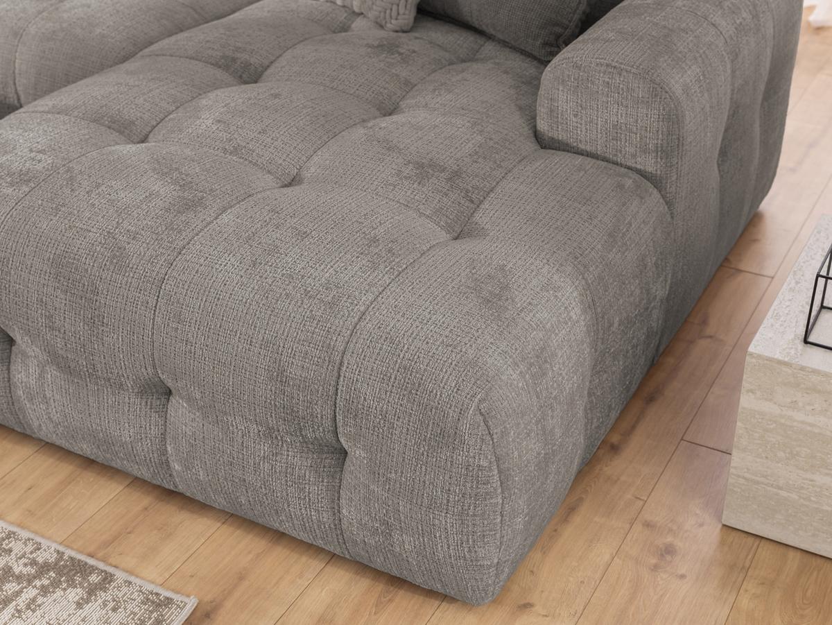WOHNLANDSCHAFT in U-Form mit raffinierten Steppungen, 6-Sitzer, Wellenunterfederung, B323/T161/H79 cm, Chenille-Bezug in Braun Taupe / 21050 - Taupe/Greige, Kunststoff/Textil (323/79/161cm) - luma-home