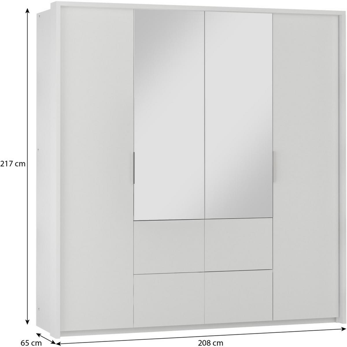 DREHTÜRENSCHRANK Vivaro mit 2 Türen und 4 Schubladen, 208 cm, Graphit - Graphitfarben, Holzwerkstoff (208/215/65cm) - Beautysofa