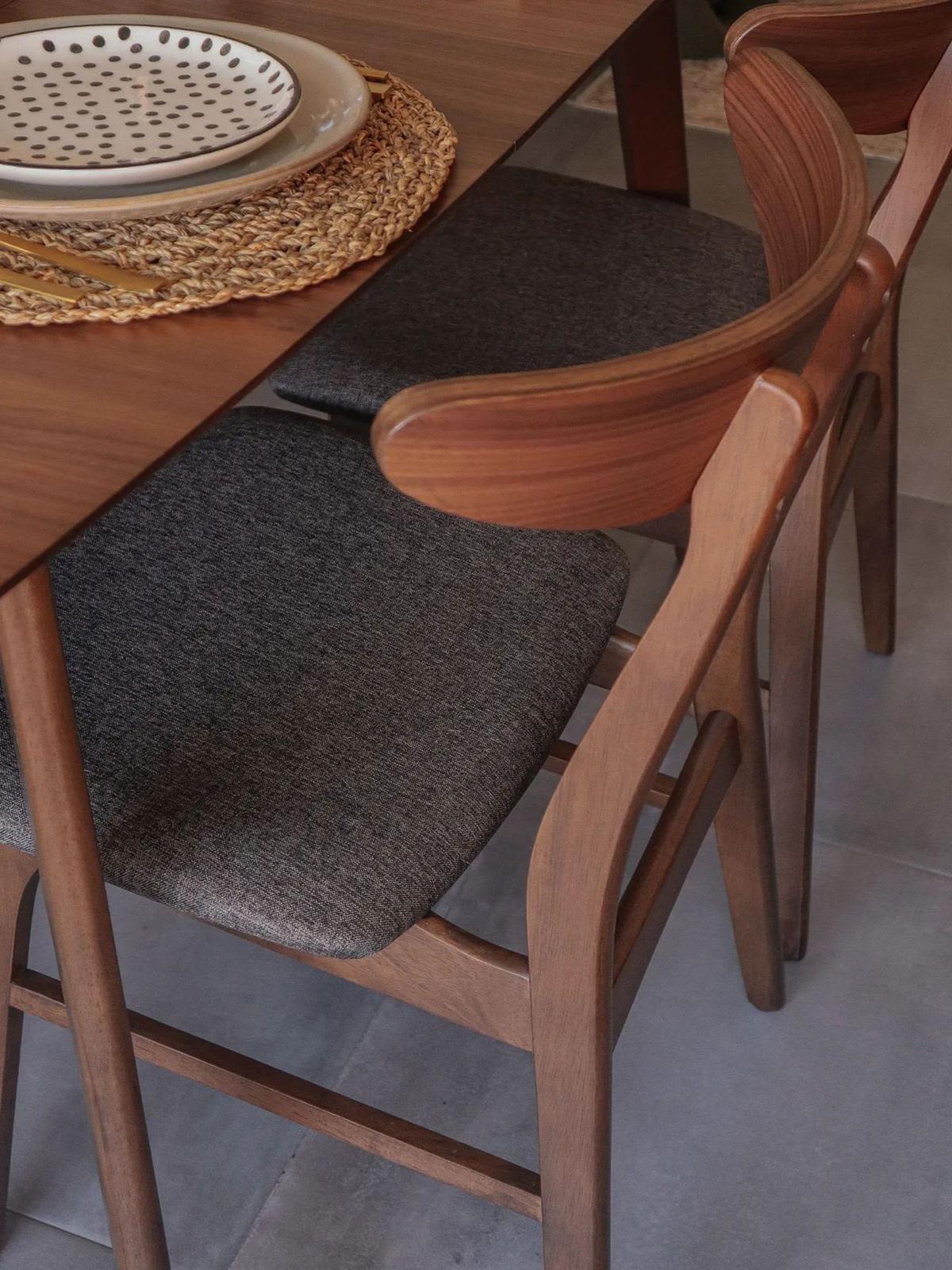 STUHL 2er-Set Gummibaumholz Grau Lynn - Grau, Holz/Textil (49/78/47cm) - Beliani