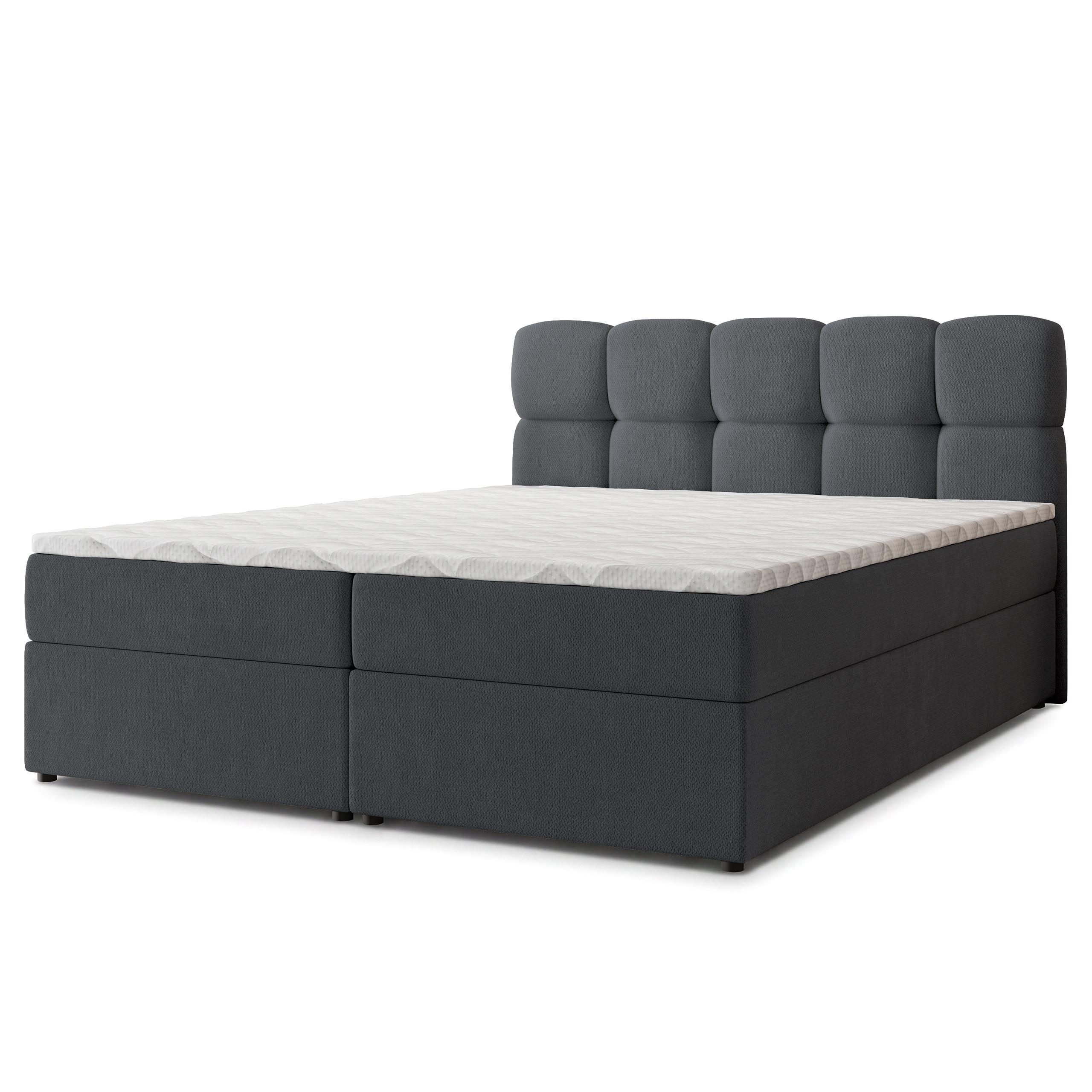 BOXBETT MERU 140x200 cm mit Matratze und Topper - Graphitfarben - Graphitfarben, Holz (140/200cm) - MASSENO