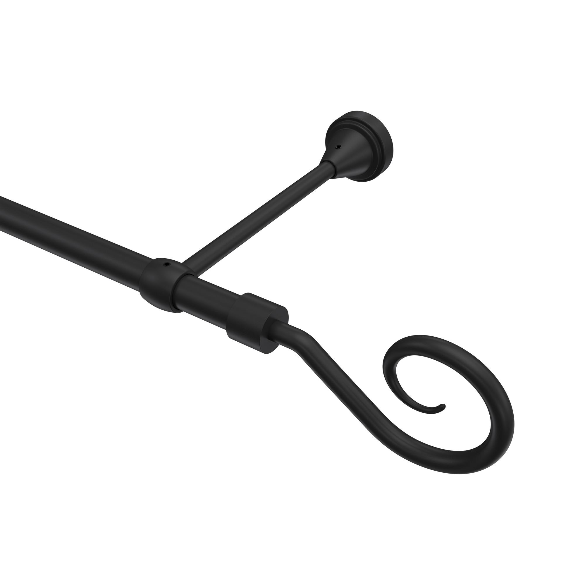 GARDINENSTANGE Primus Allegra 260 cm (geteilt in 2 x 130 cm), 1-läufig (ohne Ringe), 16 mm Ø Schwarz - Schwarz, Metall (260cm) - INTERDECO
