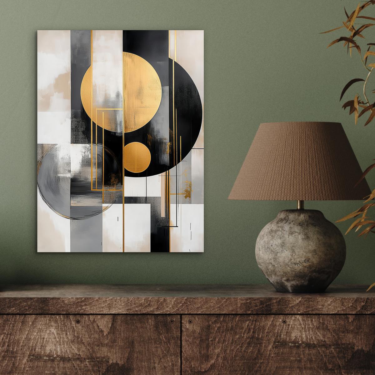 METALLBILD Abstrakt - Gold - Silber - Formen - Ästhetisch - Modern 30x40 cm - Goldfarben, Metall (30/40cm) - MuchoWow