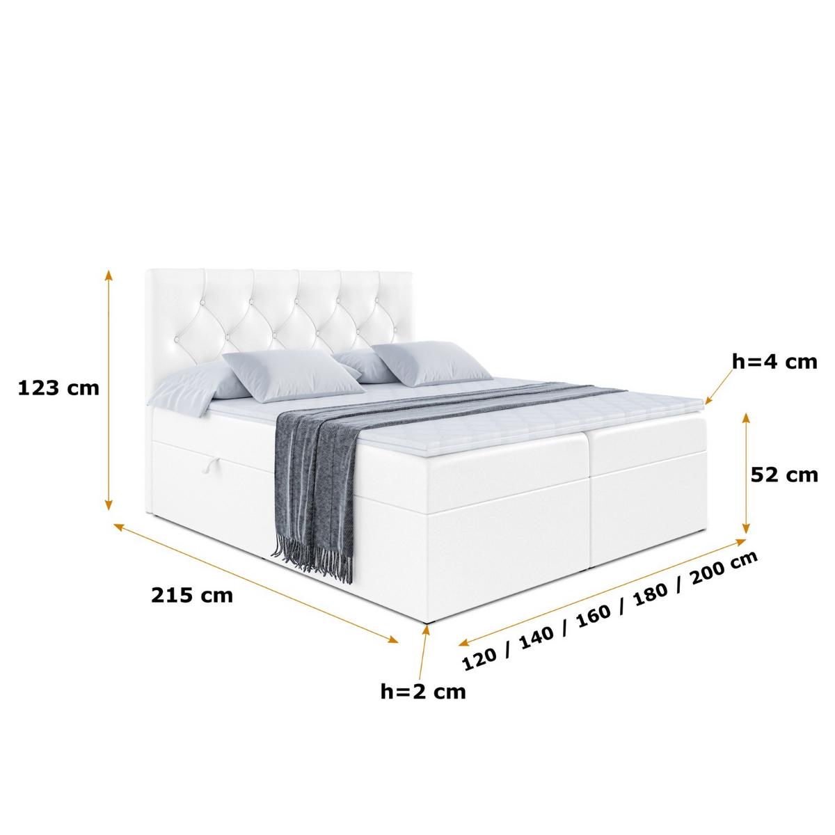 BOXBETT mit Matratze H3 und Lattenrost - MIRAGE - 140x200 Weiß Hochglanz - Weiß Hochglanz, Holzwerkstoff (140/200cm) - ALTDECOR
