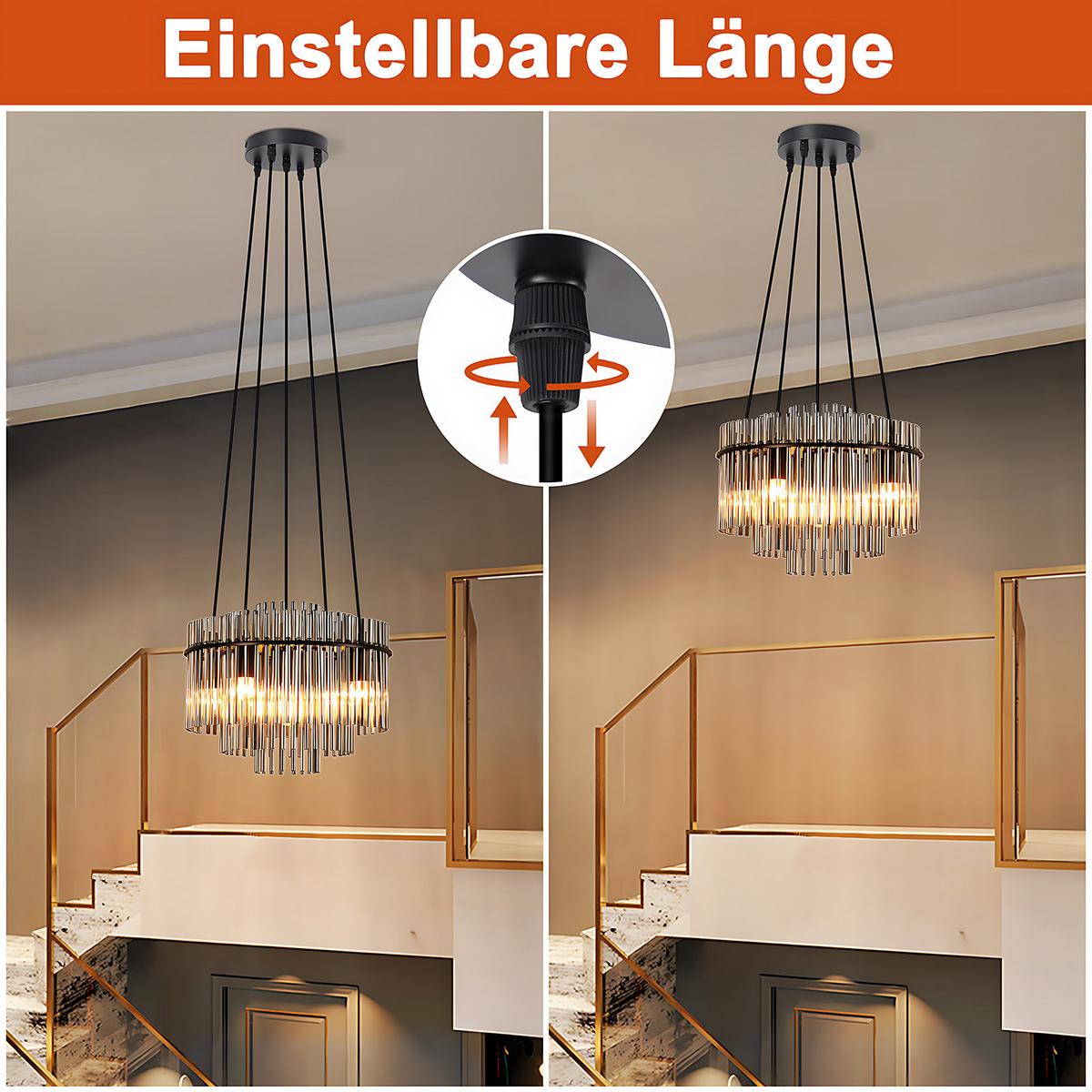 PENDELLEUCHTE Fern 15/40/150 cm - Schwarz, Glas (15/40/150cm) - ZMH