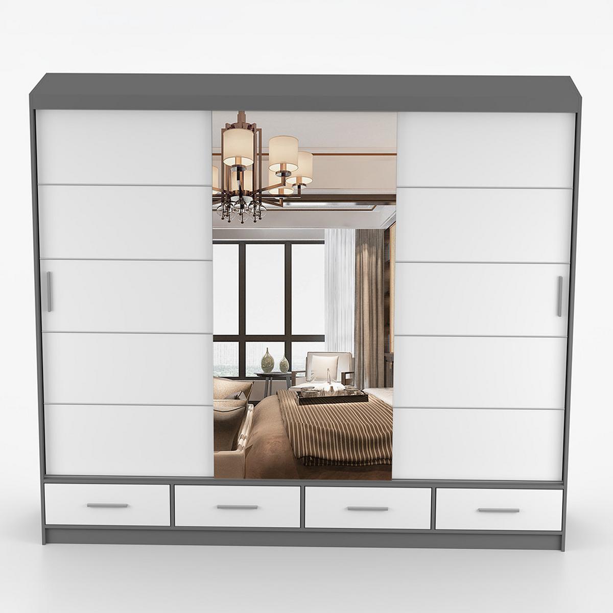 KLEIDERSCHRANK Florence 250 cm, 250/215/64, 2-türig, weiß - Weiß, Holzwerkstoff (250/215/64cm) - imoebel24