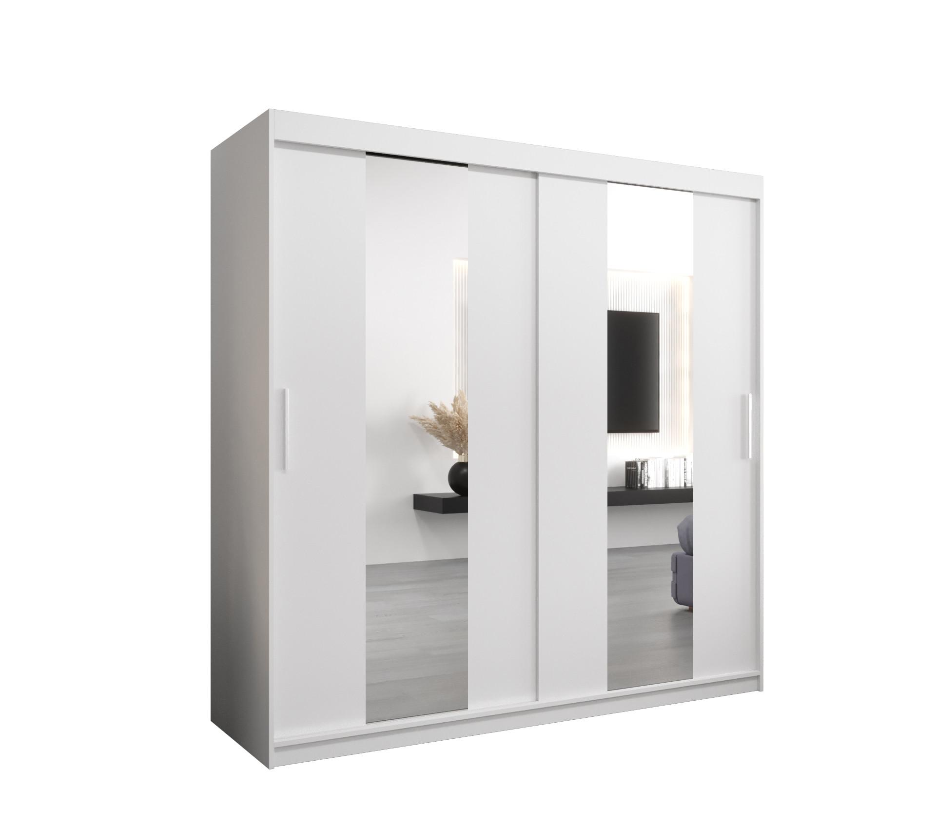 SCHWEBETÜRENSCHRANK 200/200/62 2-türig - Silberfarben/Weiß, Holz/Kunststoff (200/200/62cm) - MÖBEL KRYSPOL