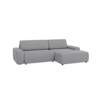 ECKSOFA Nancy Hellgrau Cord - Hellgrau/Schwarz, Holz/Kunststoff (264/162cm) - S-Style Möbel