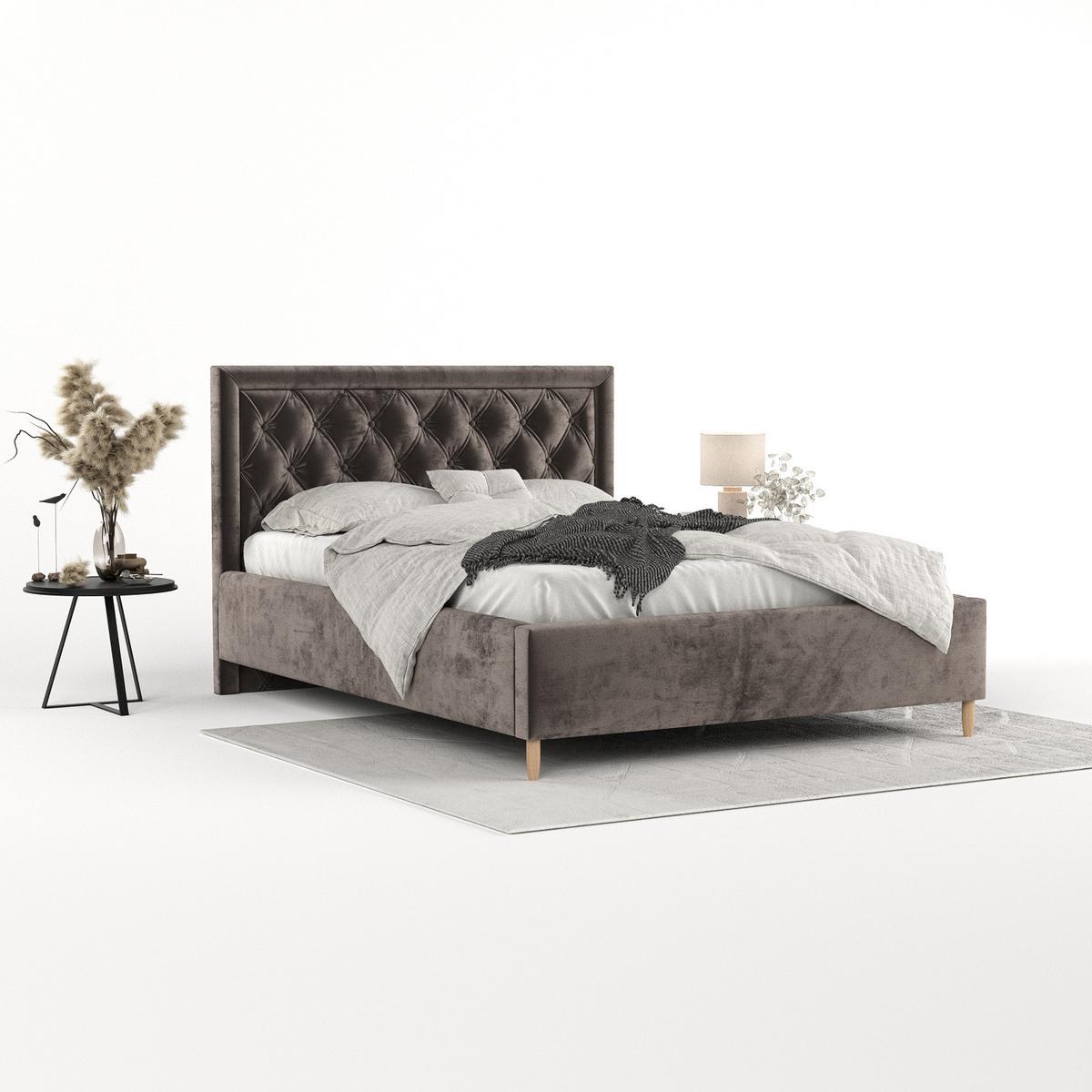 POLSTERBETT Lido 160/200 cm Braun im Lotta Stoff - Naturfarben/Braun, Holz/Holzwerkstoff (160/200cm) - AltaBeds