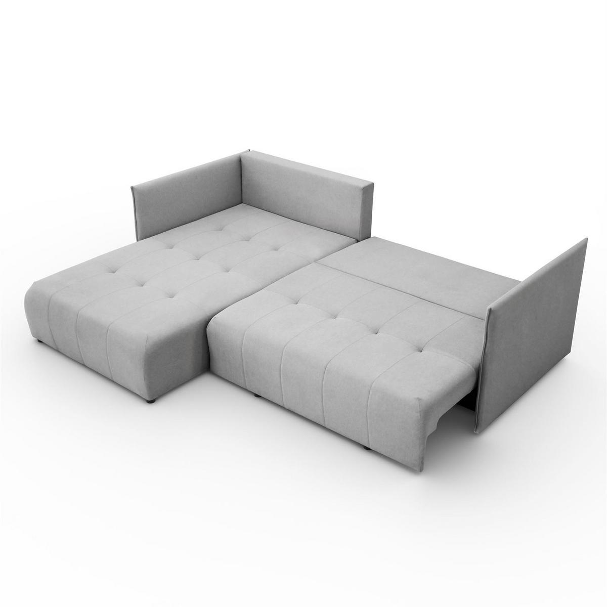 ECKSOFA APOLLO L mit Schlaffunktion und Bettkasten – linke Seite - Grau, Textil (246/188cm) - Lookway