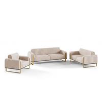 SOFASET Valerie 3-2-1 - Beige, Holzwerkstoff/Textil (228/79/90cm) - Fun Möbel