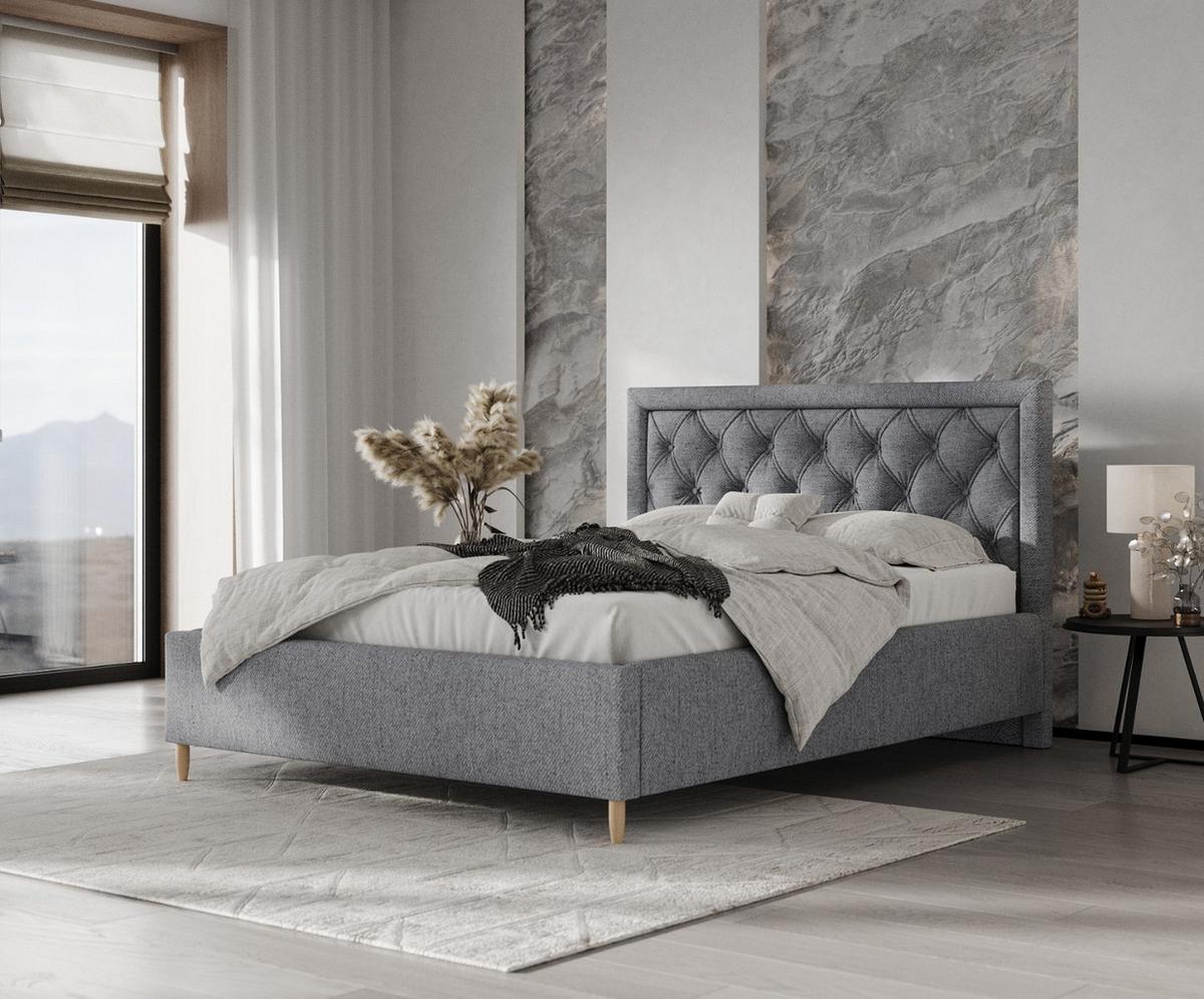 POLSTERBETT Lido 140/200 cm Grau im Neve Stoff - Naturfarben/Grau, Holz/Holzwerkstoff (140/200cm) - AltaBeds