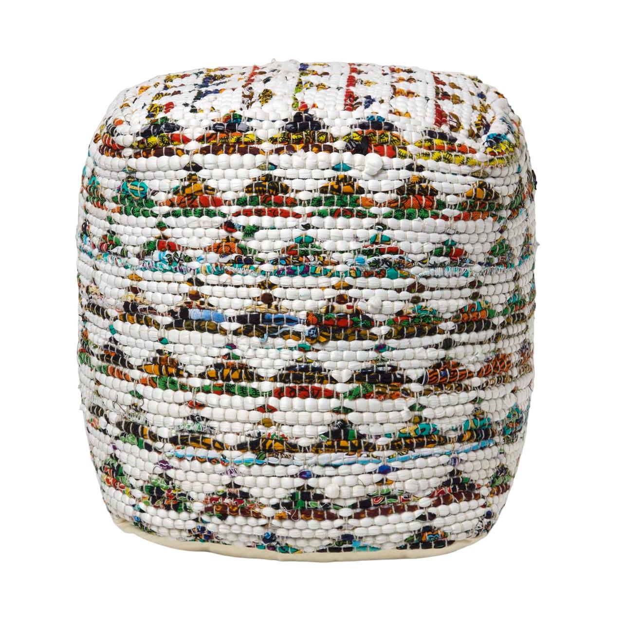 SITZWÜRFEL creme-bunt gemustert, 40/40/40 cm - Multicolor, Textil (40/40/40cm) - Homescapes