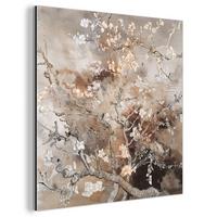 METALLBILD Mandelblüte - Kunst - Van Gogh - Beige - Abstrakt 90x90 cm - Braun, Metall (90/90cm) - MuchoWow