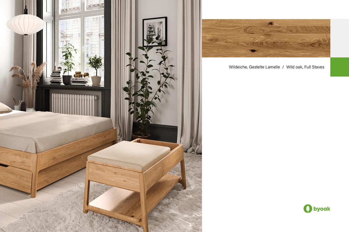 BETTBANK PAUL Wildeiche - Wildeiche, Holz (107/46/47cm) - byoak