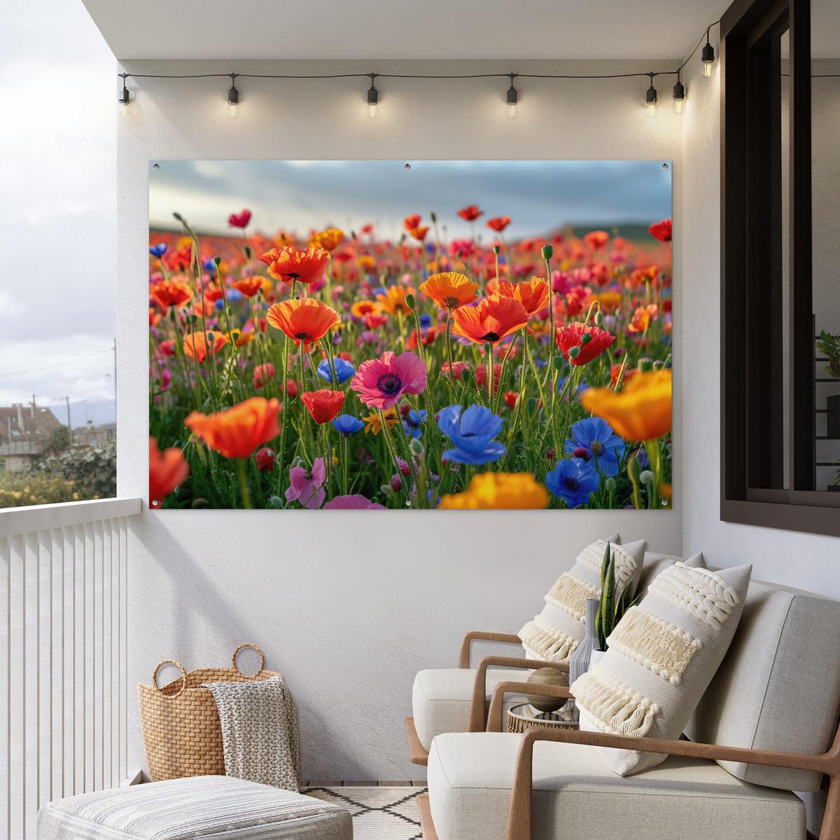 GARTENPOSTER Blumen - Mohnblumen - Farbenfroh - Natur Poster für draußen 180x120 cm - Dunkelorange, Kunststoff (180/120/0.2cm) - OnlyWow