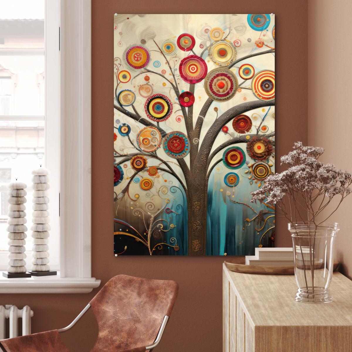 ACRYLGLASBILD Baum - Baum des Lebens - Farbe 80x120 cm - Braun, Glas (80/120cm) - MuchoWow