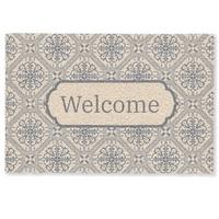 FUSSMATTE Willkommen - Klassisch - Grau Flurteppich 60x40 cm - Beige, Kunststoff (60/0.4cm) - MuchoWow