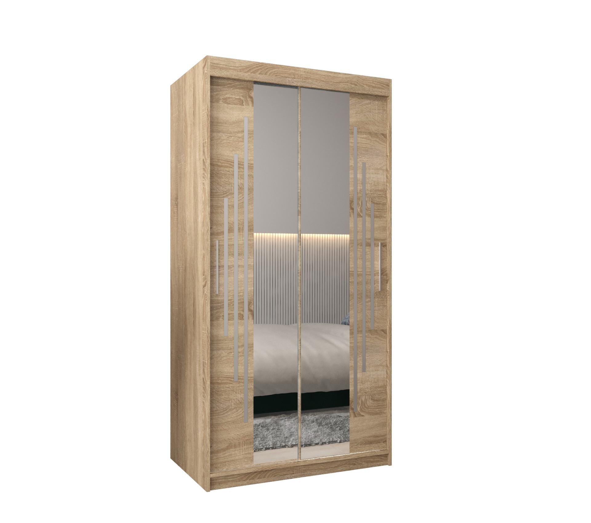 SCHWEBETÜRENSCHRANK 200/100/62 2-türig - Silberfarben/Sonoma Eiche, Holz/Kunststoff (100/200/62cm) - Abiks Möbel