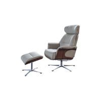 RELAXSESSELSET TOSAR Grau Leder - Silberfarben/Hellgrau, Leder/Metall (83/110/89cm) - KAWOLA