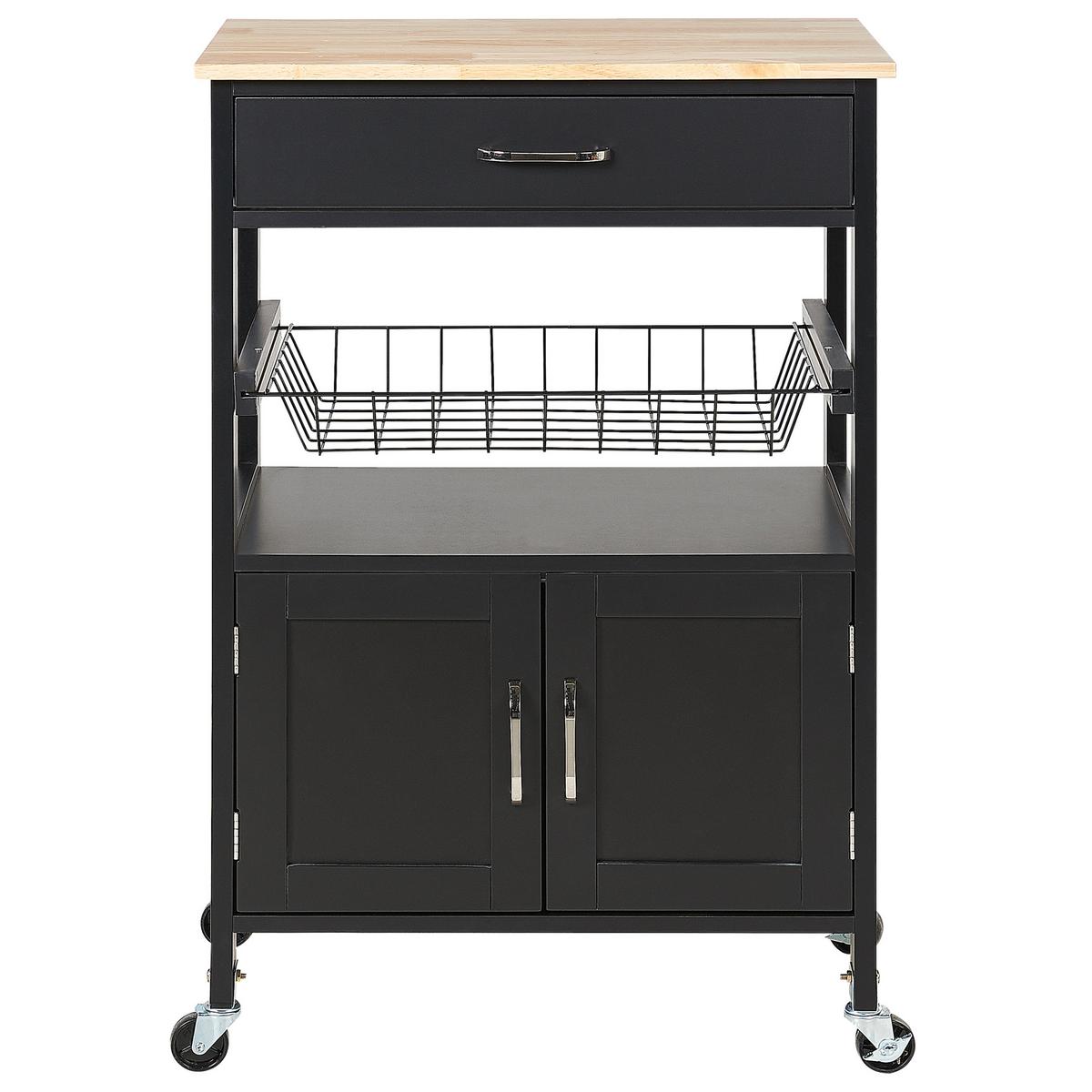 SERVIERWAGEN Schwarz Lugo - Schwarz/Braun, Holzwerkstoff (58/90/40cm) - Beliani
