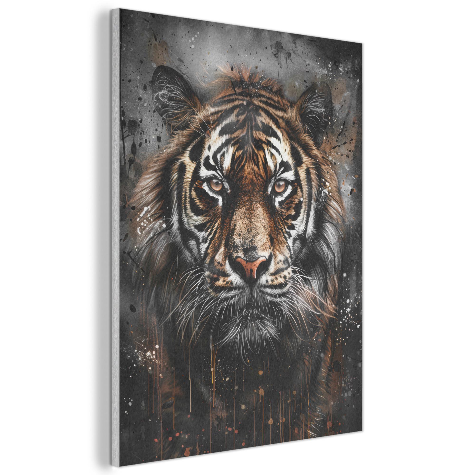 AKUSTIKBILD Tiger - Tiere - Porträt - Luxus - Schwarz Wandbilder 60x80 cm - Braun, Kunststoff (60/80/0.9cm) - MuchoWow