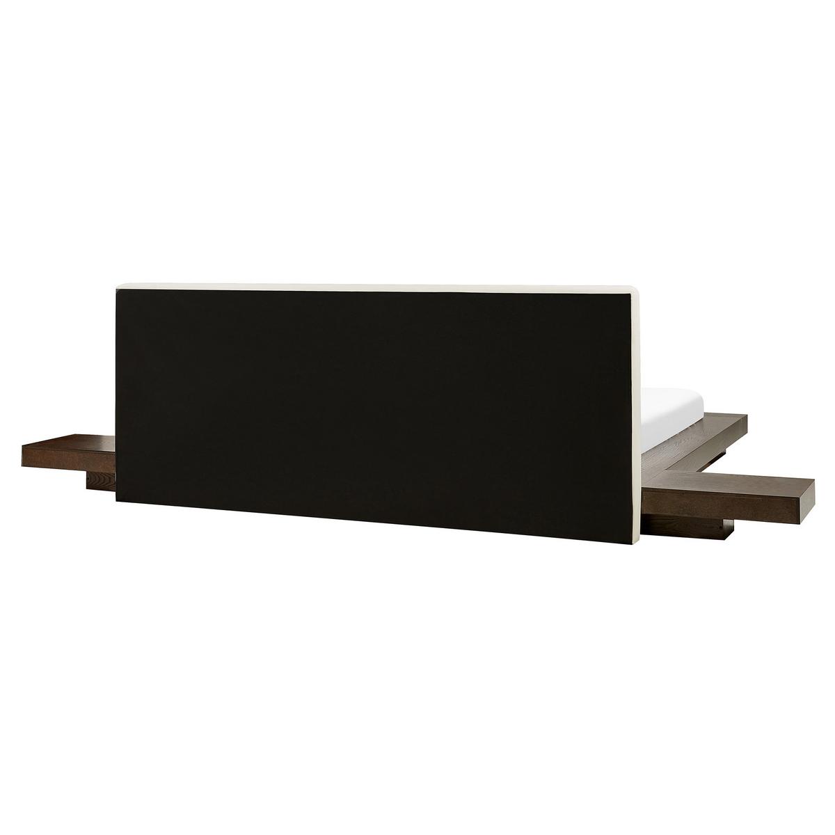 BETT mit LED 160x200 cm Dunkler Holzfarbton Zen - Dunkelbraun, Holzwerkstoff (160/200cm) - Beliani