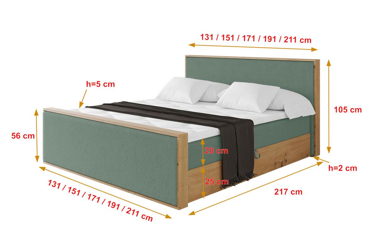 BOXBETT LOLLI9 -Z 120x200 - H4 Grün - Grün, Holzwerkstoff (120/200cm) - ALTDECOR