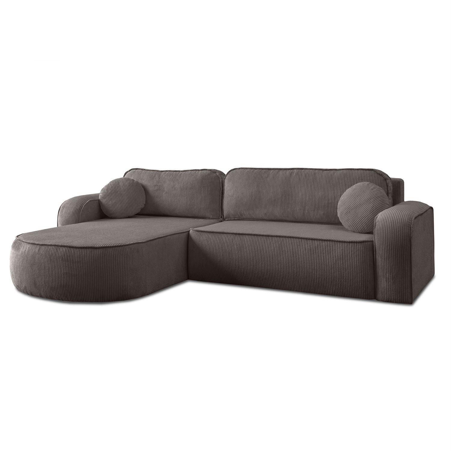 ECKSOFA VENUS mit Schlaffunktion und Bettkasten, Poso 04 - Braun, Textil (275/178cm)