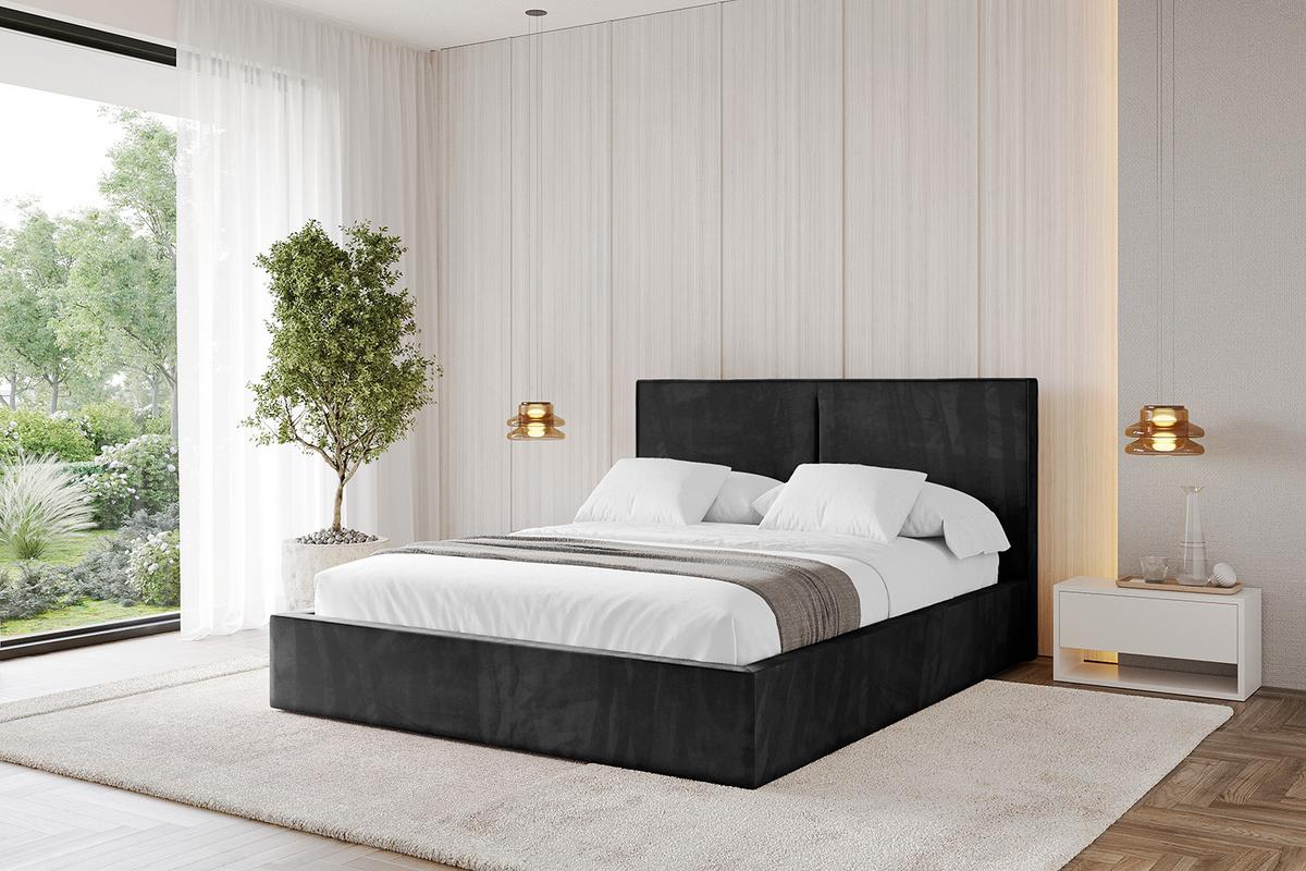 POLSTERBETT mit Bettkasten und Lattenrost, Boxbett ohne Matratze - VANTO 180x200 Schwarz - Schwarz, Holzwerkstoff/Textil (180/200cm) - ALTDECOR