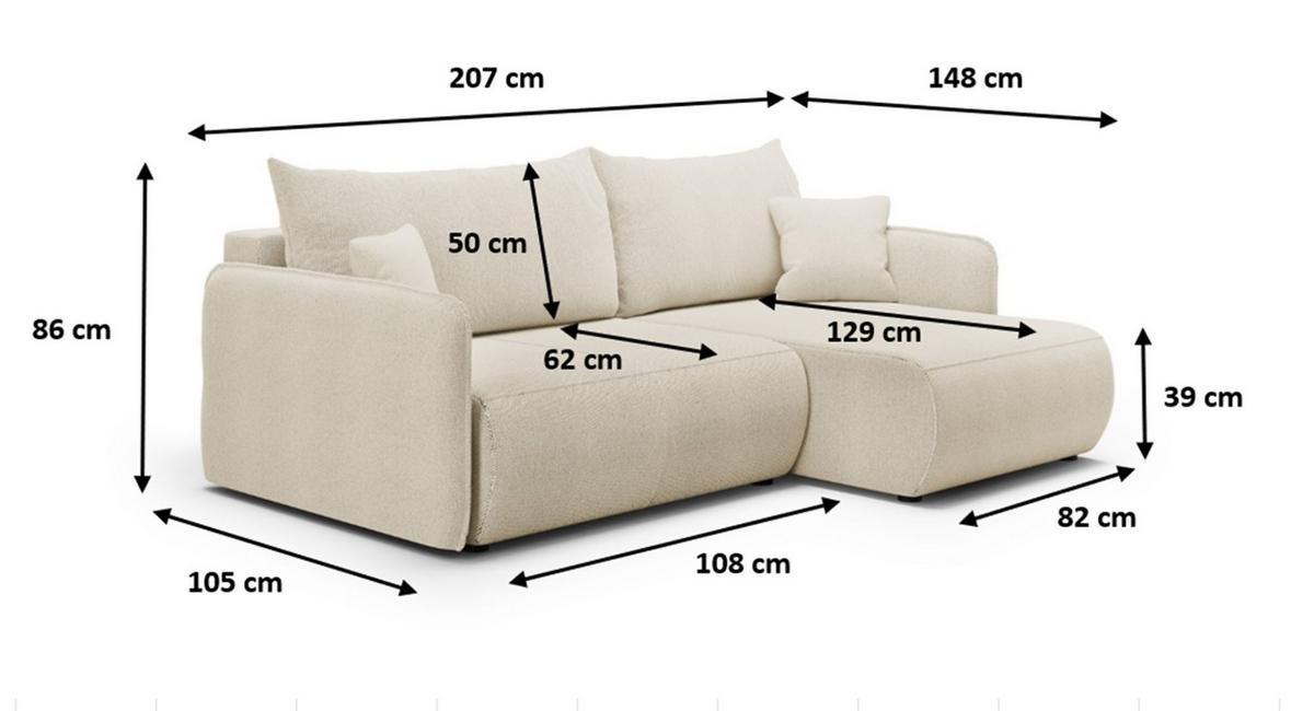 ECKSOFA Calgary - Schwarz, Holzwerkstoff/Textil (207/148cm) - Fun Möbel