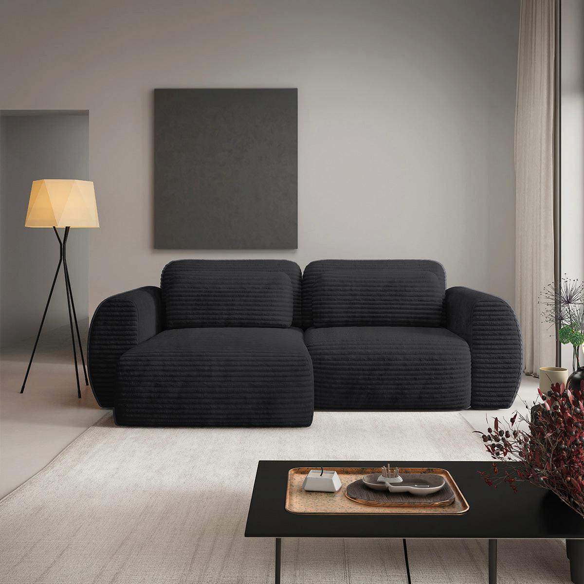 ECKSOFA Camilla 3 Sitzplätze Schwarz - Schwarz, Holz (270/165cm) - Petits-meubles