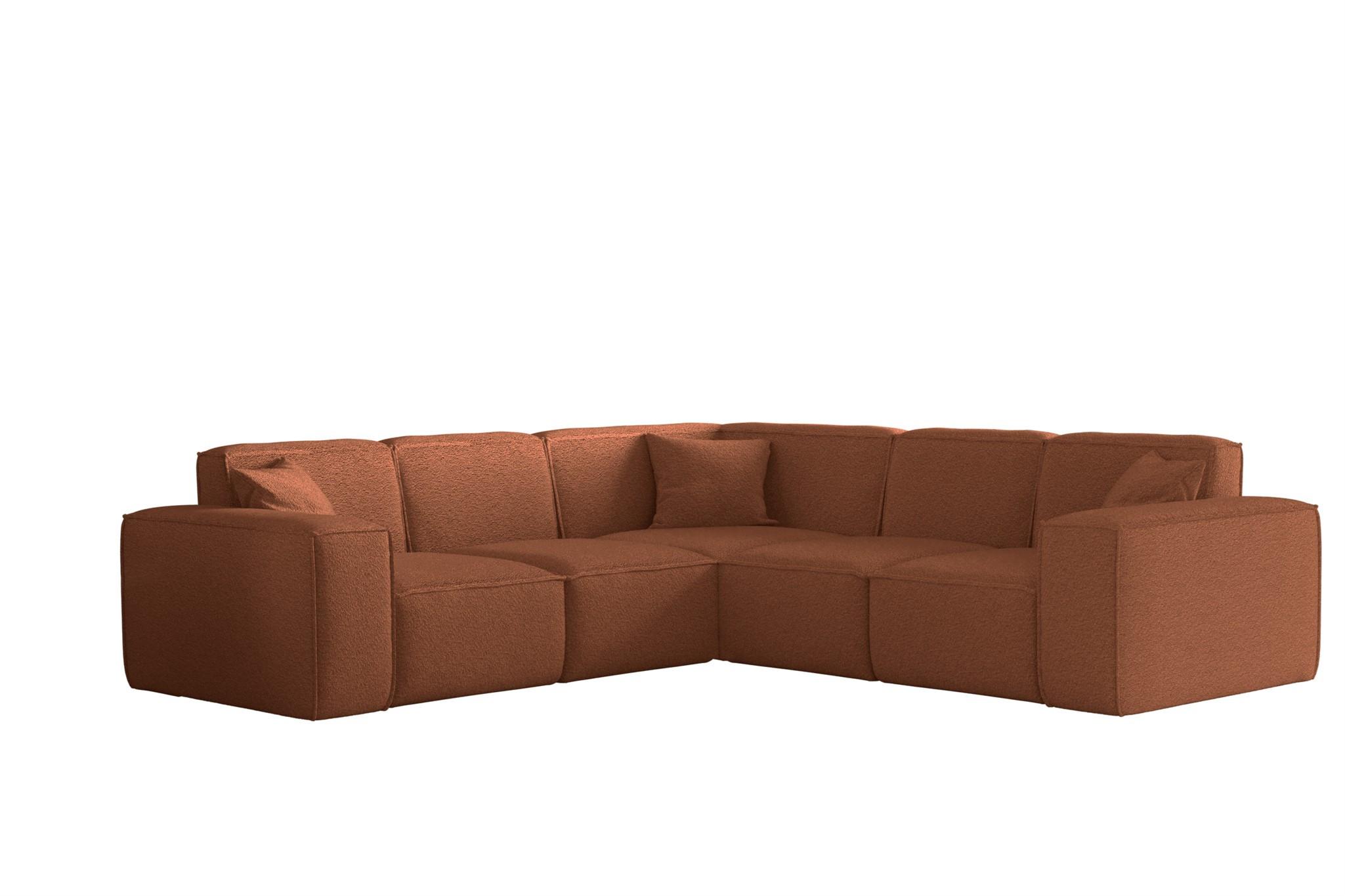ECKSOFA Univ Celes Premium Ascot Bukla - Kupferfarben, Holzwerkstoff/Textil (246/246cm) - Fun Möbel
