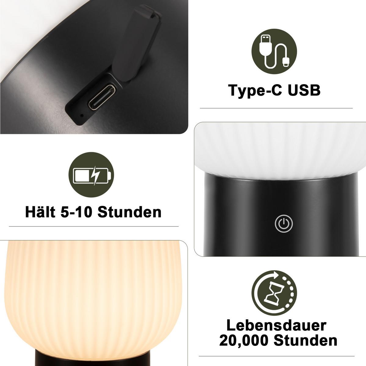 LED TISCHLAMPE Lampira 21/13/8.7 cm - Weiß, Glas (21/13/8.7cm) - ZMH