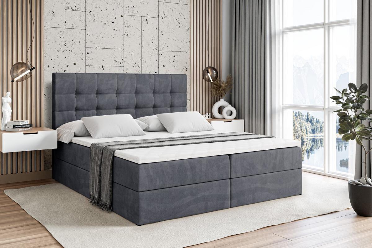 BOXBETT mit H3-Matratze und Lattenrost - BERO - 200x200 Dunkelgrau - Dunkelgrau, Holzwerkstoff (200/200cm) - ALTDECOR
