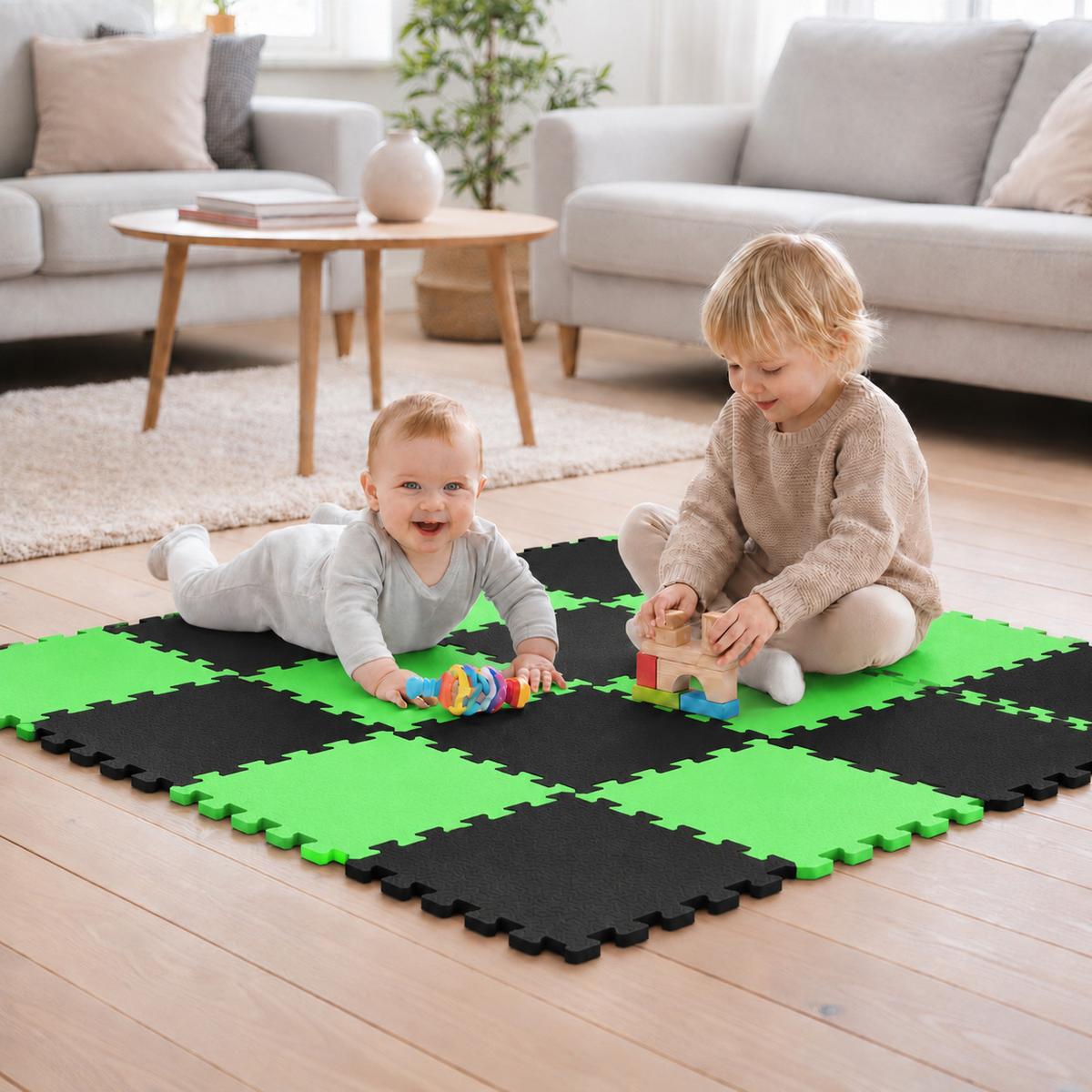 SPIELMATTE ab Null - 180/90 cm Puzzlematte Schwarz - Multicolor, Kunststoff (30/30cm) - Littletom