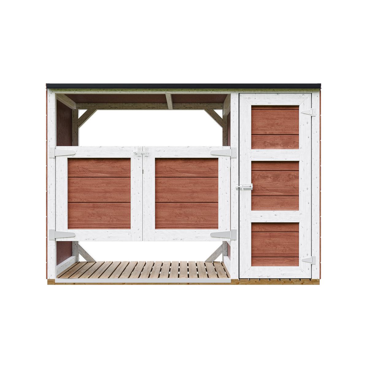 MÜLLTONNENBOX 2er 240L, M981A-REDWOOD RED, aus wetterfestem LP Smartside Holz - Rot, Holz (217/159/75cm) - Timbela
