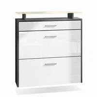 SCHUHSCHRANK Malea Fronten in Weiß Hochglanz - Weiß Hochglanz, Holzwerkstoff (89/96/23cm) - Vladon