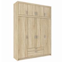 DREHTÜRENSCHRANK Elena mit 4 Türen und 2 Schubladen, mit Aufsatz Sonoma Eiche - Sonoma Eiche, Holzwerkstoff (176/245/53cm) - Beautysofa