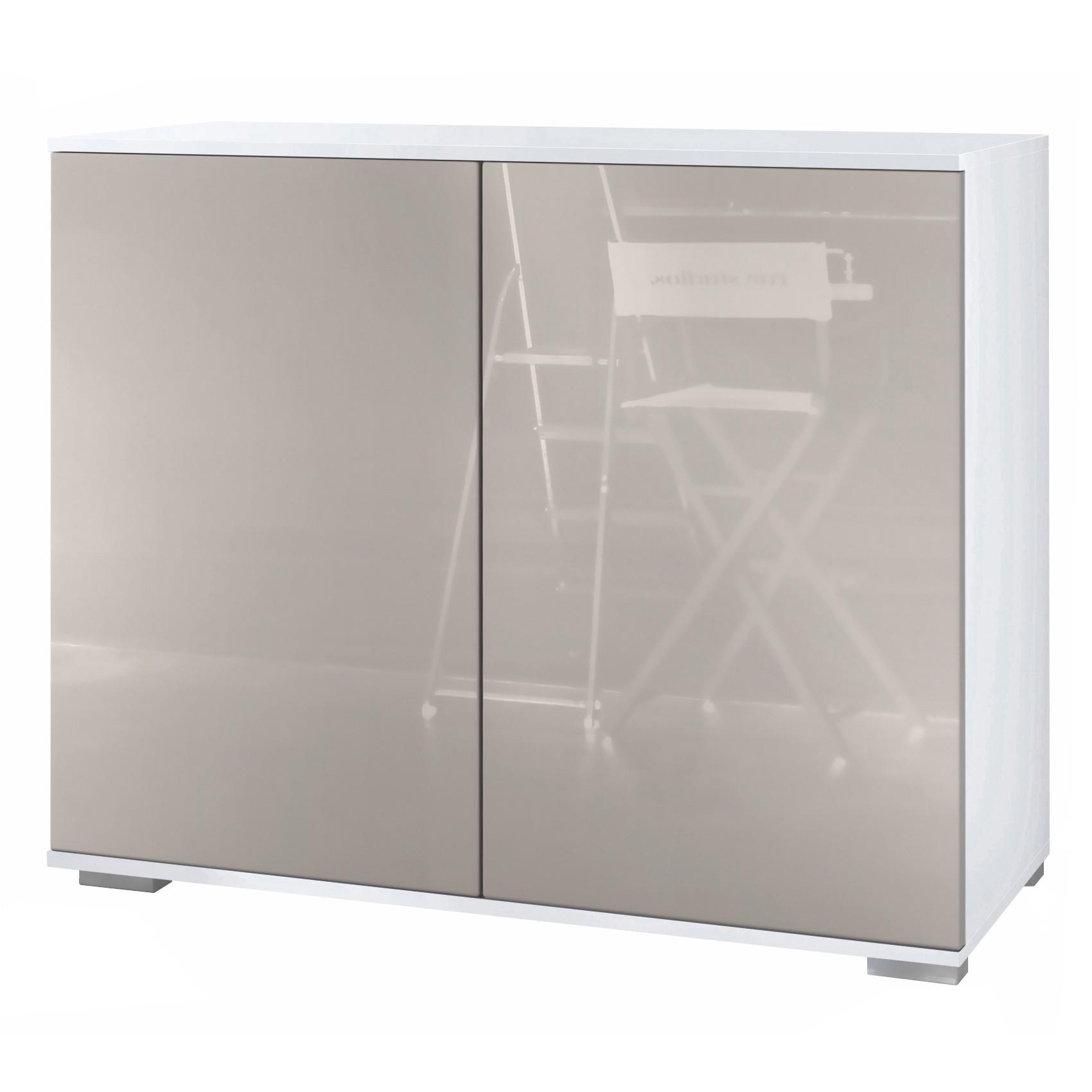 KOMMODE Skadu Sandgrau Hochglanz - Sandfarben, Holzwerkstoff (92.5/75.5/35cm) - Vladon