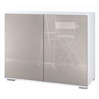 KOMMODE Skadu Sandgrau Hochglanz - Sandfarben, Holzwerkstoff (92.5/75.5/35cm) - Vladon
