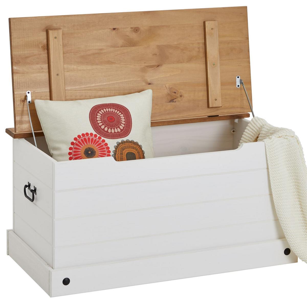 HOLZTRUHE CAMPO weiß/braun - Weiß/Braun, Holz (91/46/50cm) - CARO-Möbel