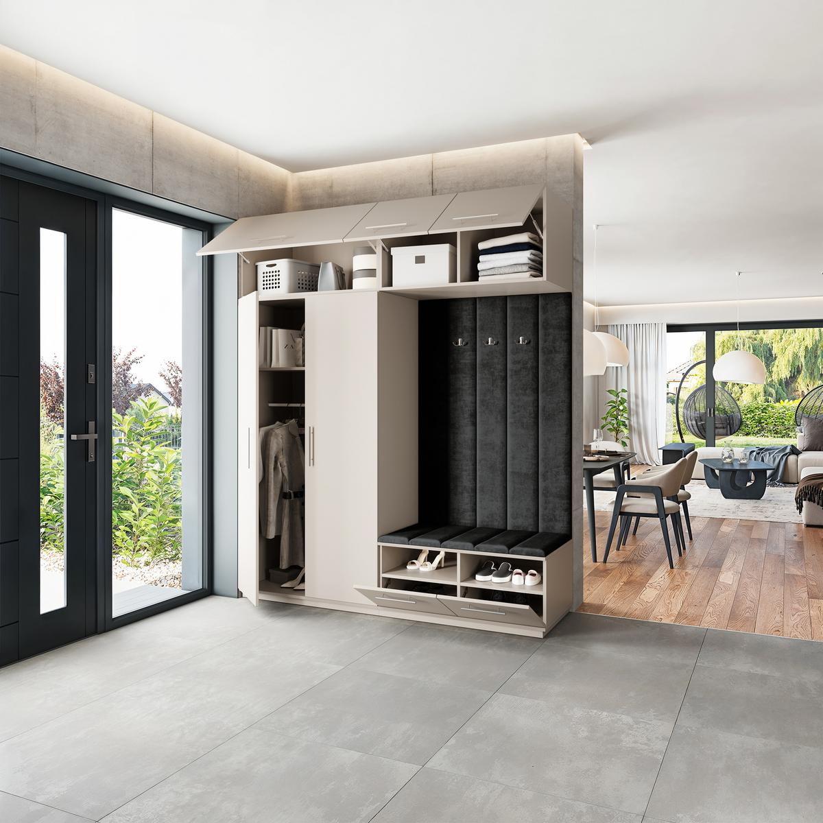 GARDEROBENSCHRANK REMA 200/240/60 cm Modern Kaschmir - Kaschmir/Schwarz, Holzwerkstoff (200/240/60cm) - MASSENO