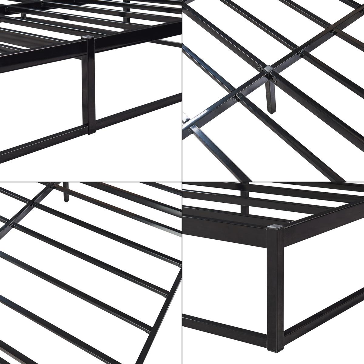 METALLBETT Trerunta mit Matratze - Schwarz, Textil/Metall (140/200cm) - [en.casa]