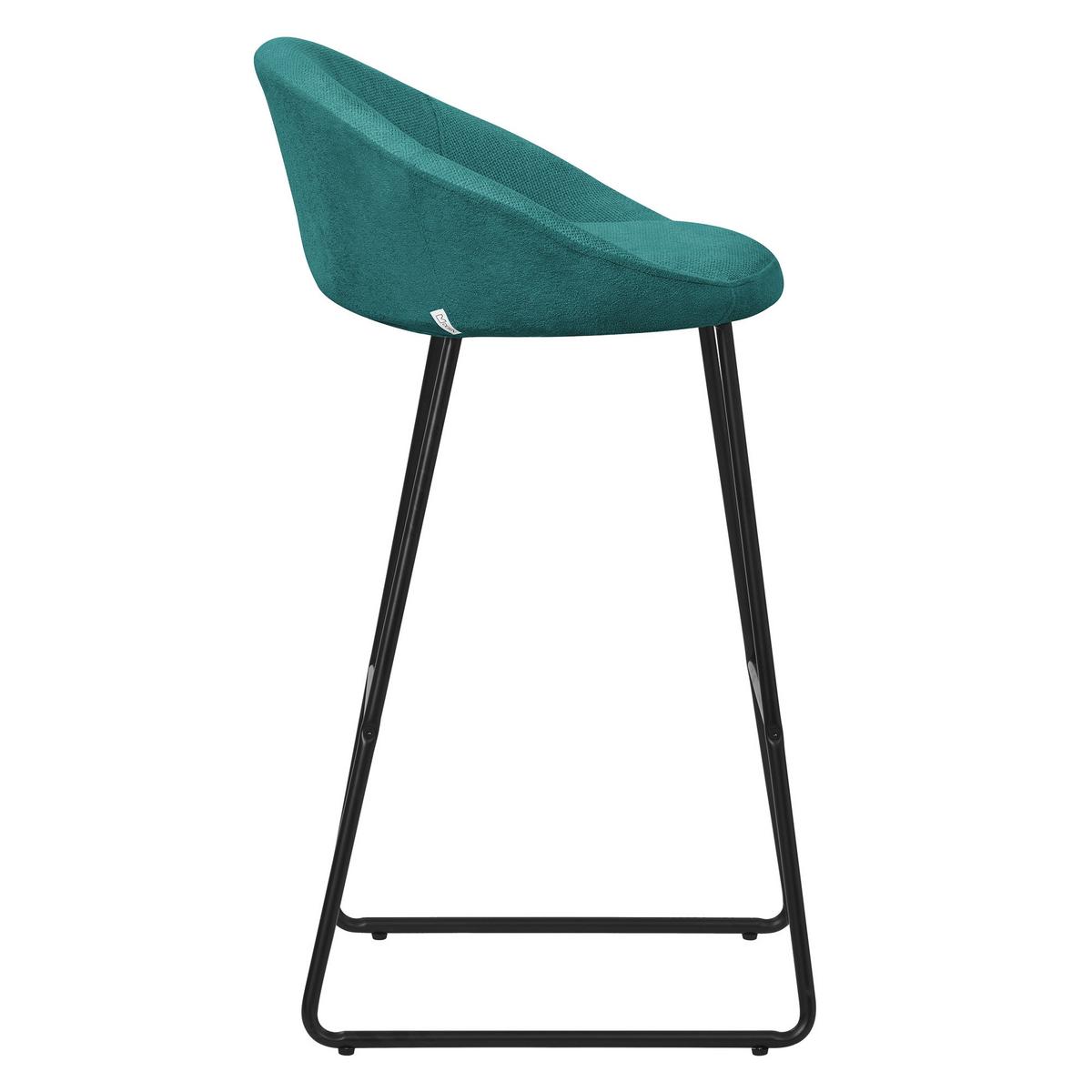 BARHOCKER 2er Set Petrol mit Stoffbezug - Türkis/Schwarz, Metall (56/94/50cm) - ML-DESIGN