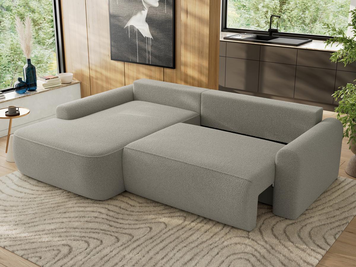 ECKSCHLAFSOFA CUBO L Hellgrau Boucle - links - Hellgrau/Schwarz, Kunststoff/Textil (273/187cm) - MKS