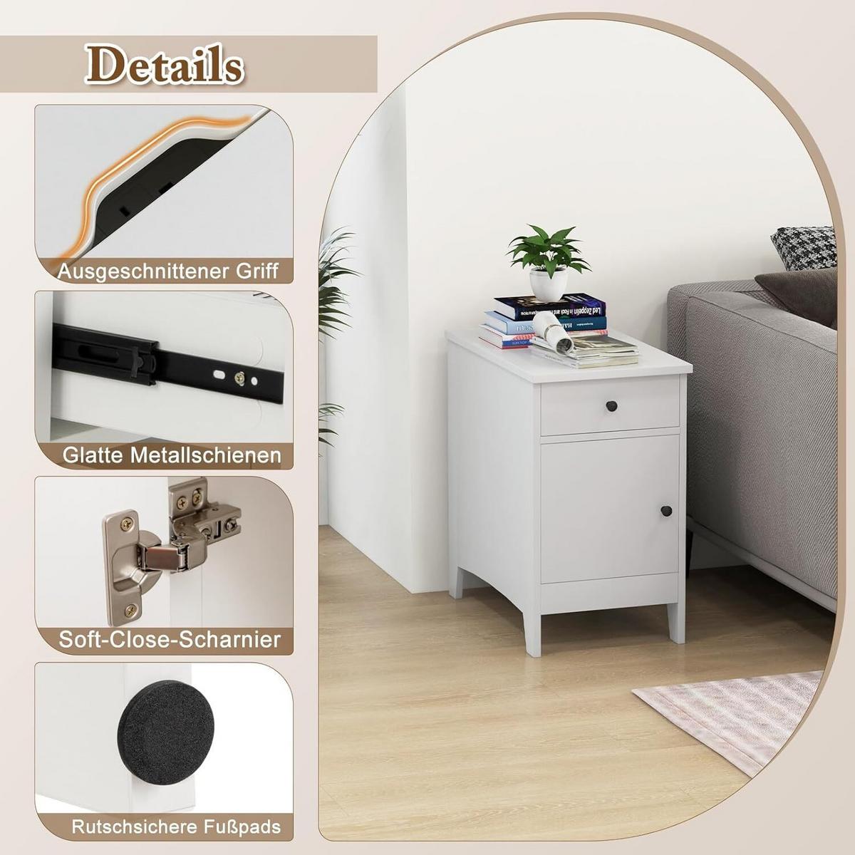 BEISTELLTISCH 60cm Weiß - Weiß, Holz (35/60/60cm) - COSTWAY
