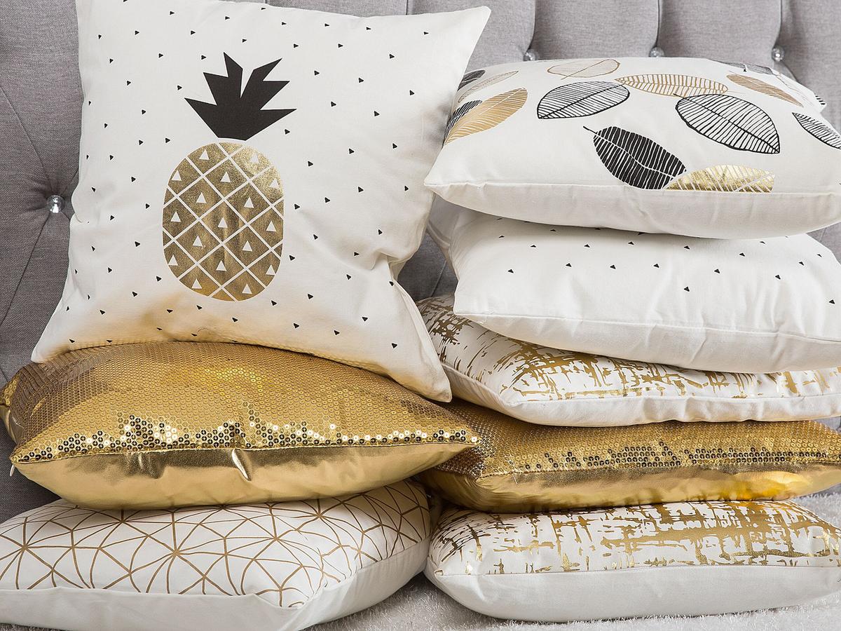 DEKOKISSEN 2er-Set Weiß 45/45 cm Yasmin - Weiß, Naturmaterialien/Textil (45/45cm) - Beliani