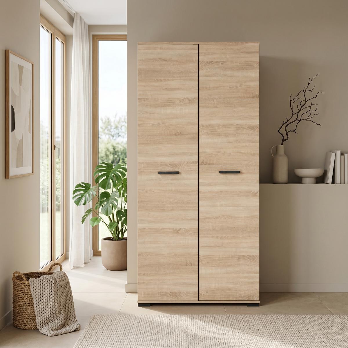 DREHTÜRENSCHRANK ALBANO 90/186/56cm 2-türig Sonoma Eiche - Sonoma Eiche, Holzwerkstoff (90/186/56cm) - MASSENO