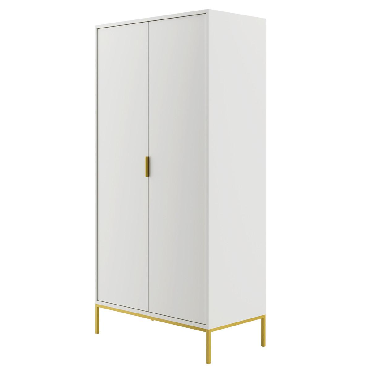 SCHRANK 2 Türen Seattle Weiß - Goldfarben/Weiß, Holzwerkstoff (100/205.4/55cm) - Petits-meubles