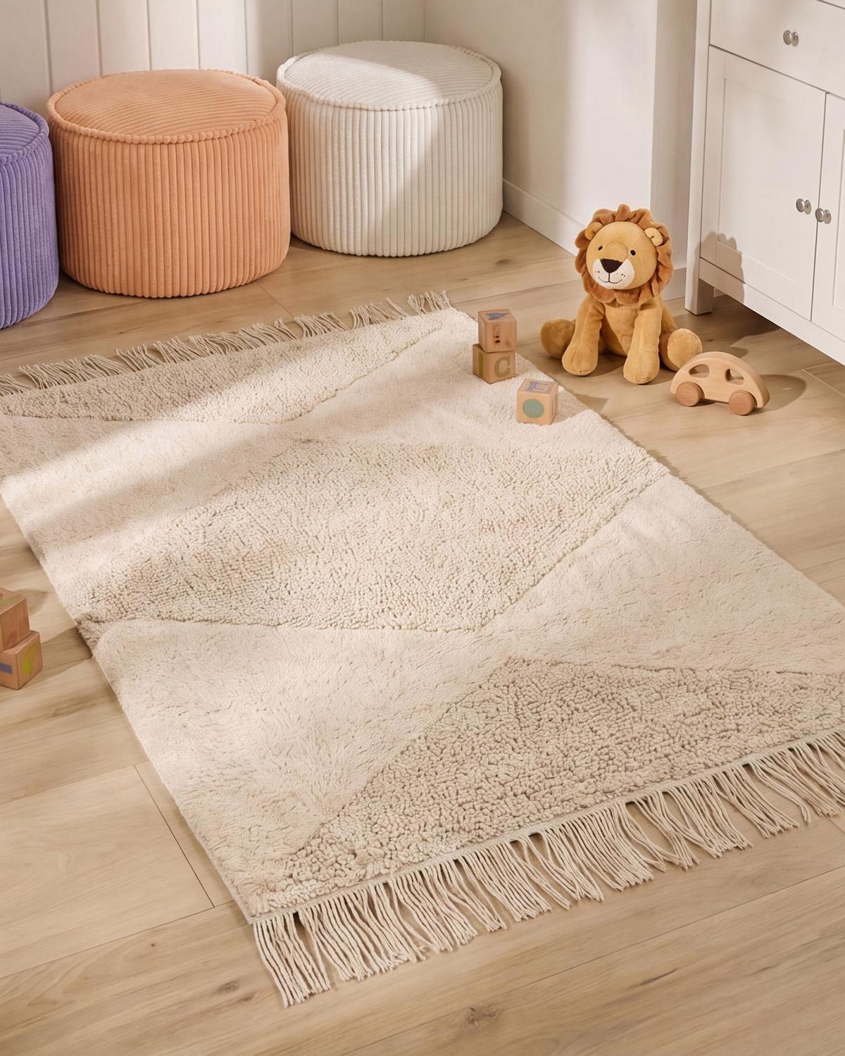 KINDERTEPPICH Hellbeige 60/90 cm Baumwolle Khonoma - Beige, Textil (60/90cm) - Beliani